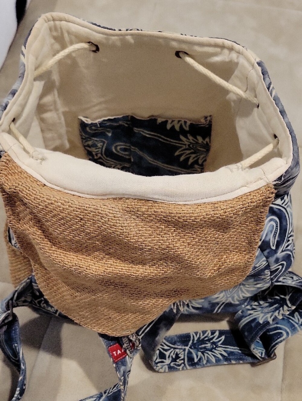 TaaLuma Navy Patterned Drawstring Backpack - Picture 7 of 7